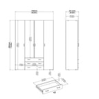 Space Wardrobe 4 Doors 3 Drawers in Oak 2000