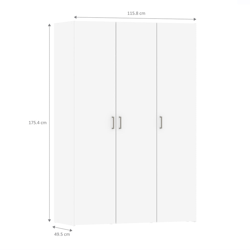 Space Wardrobe 3 Doors White 1750