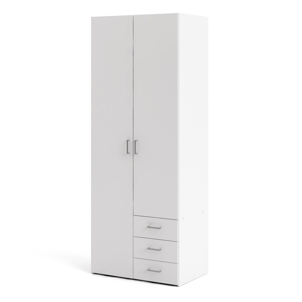 Space Wardrobe 2 Doors 3 Drawers in White 2000