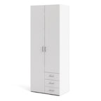 Space Wardrobe 2 Doors 3 Drawers in White 2000
