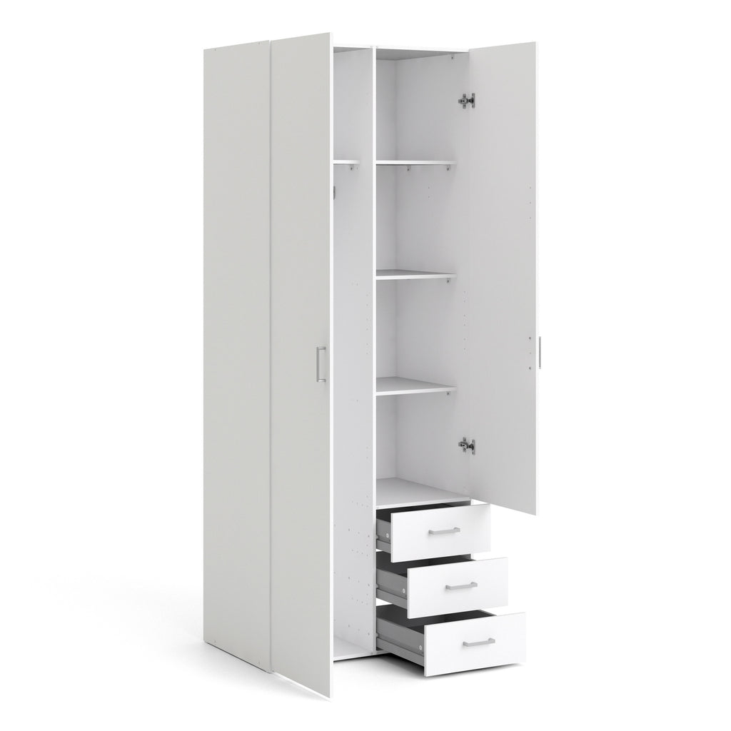 Space Wardrobe 2 Doors 3 Drawers in White 2000
