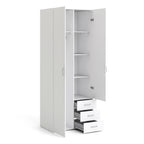 Space Wardrobe 2 Doors 3 Drawers in White 2000