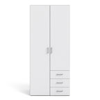 Space Wardrobe 2 Doors 3 Drawers White 1750