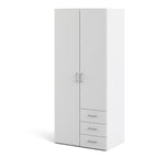 Space Wardrobe 2 Doors 3 Drawers White 1750