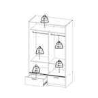 Line Wardrobe with 2 Doors 2 Drawers in Black and Jackson Hickory Oak