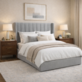 Neptune Grey Faux Wool Double Emerson Multi-Lift Ottoman Bed
