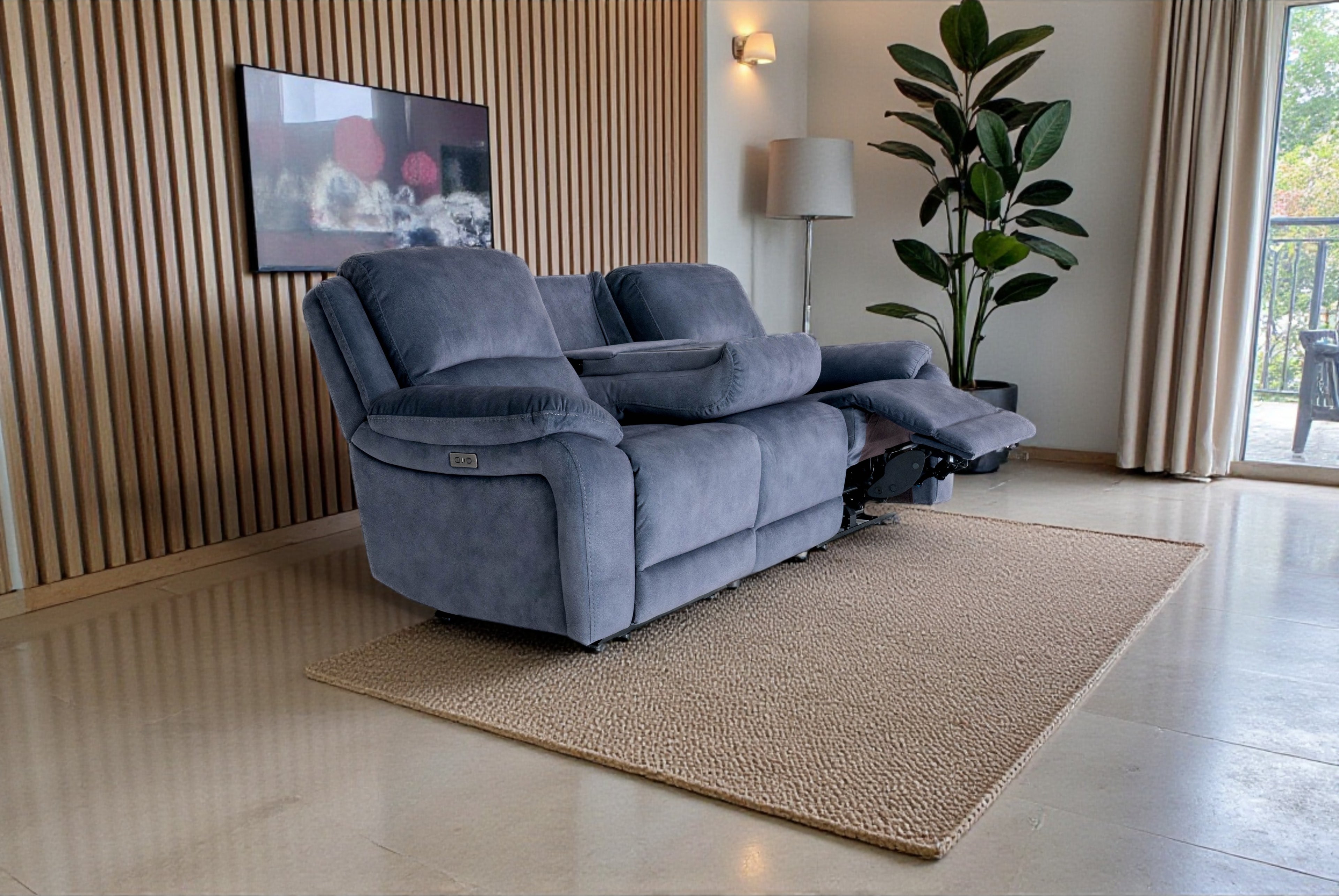 Bellagio Grey Lay-Z-Boy Style Fabric Power Recliner 3 Seater Sofa | Banks | Tampa | Santori | DFS