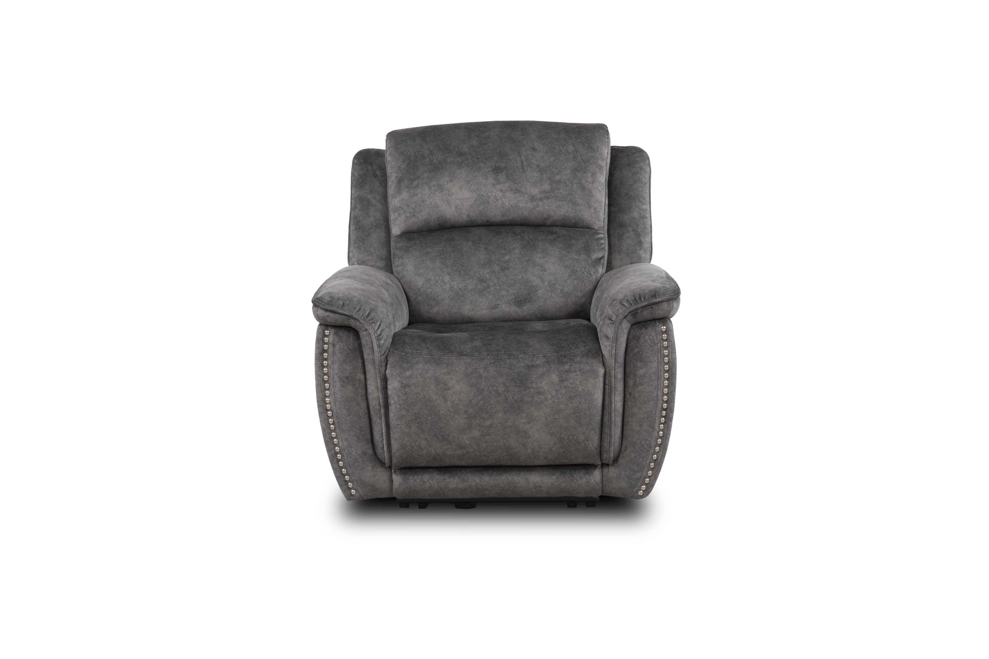 Majestic Grey Lay-Z-Boy Style Fabric Power Recliner Armchair