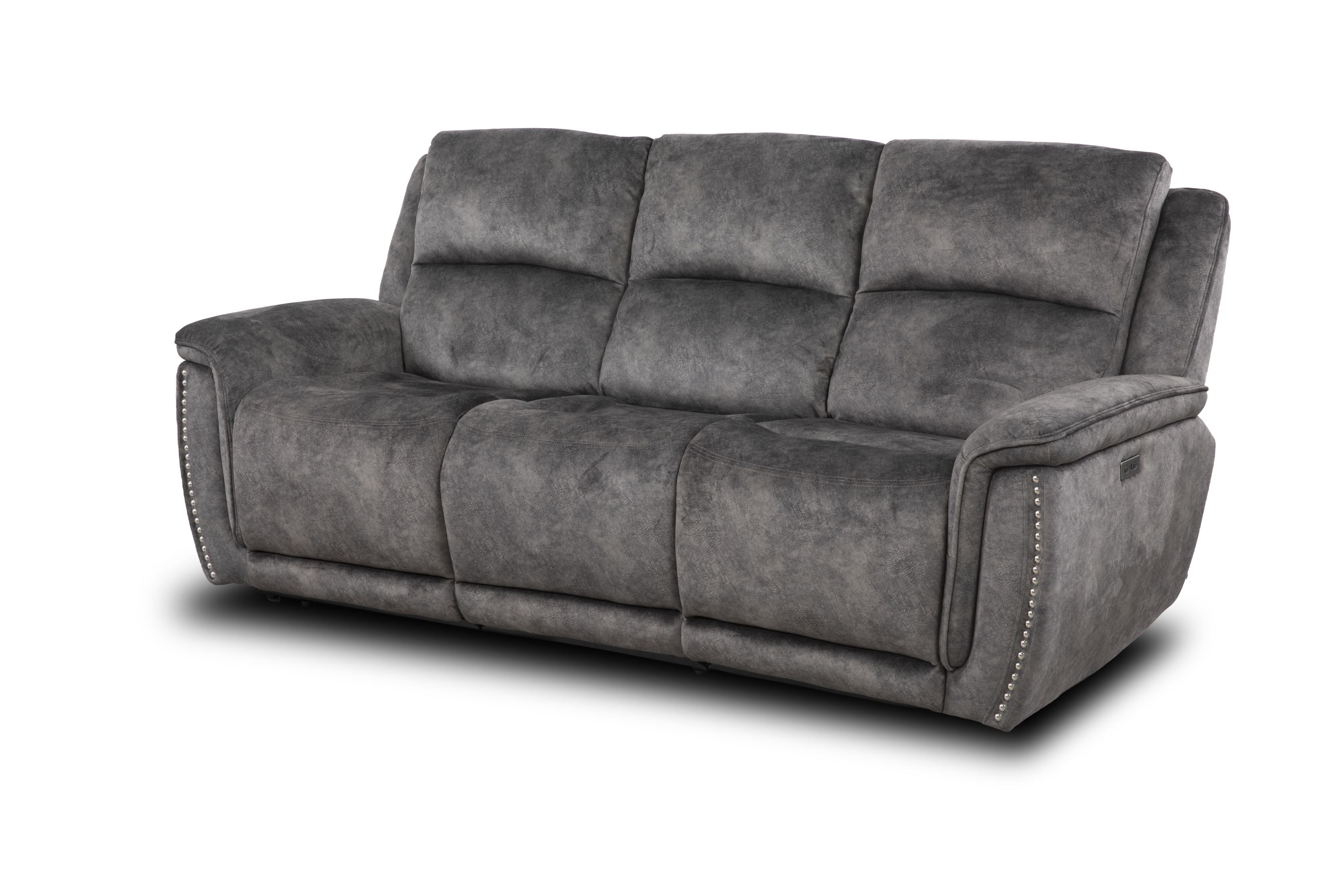 Majestic Grey Lay-Z-Boy Style Fabric Power Recliner 3 seater