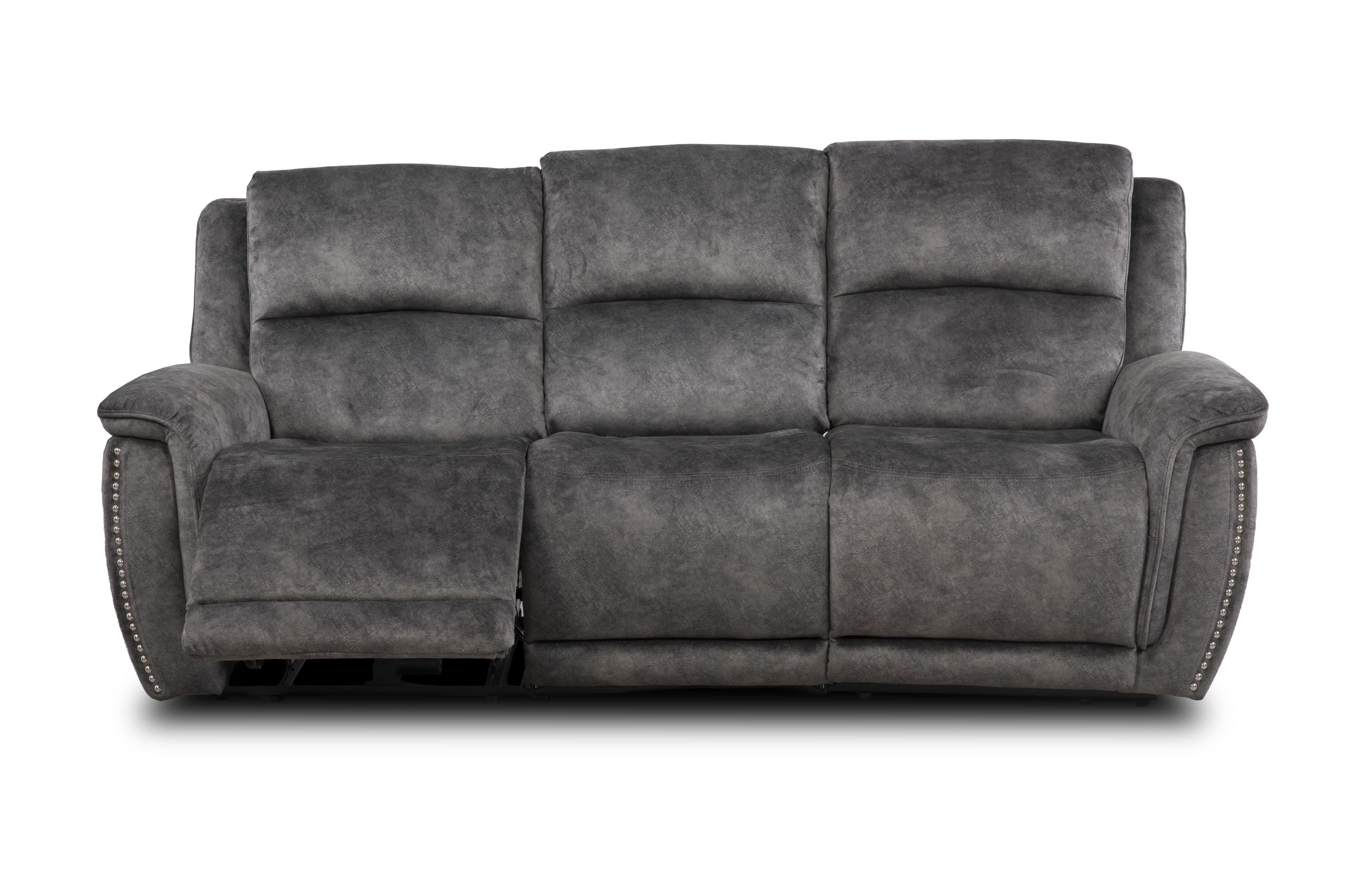 Majestic Grey Lay-Z-Boy Style Fabric Power Recliner 3 seater