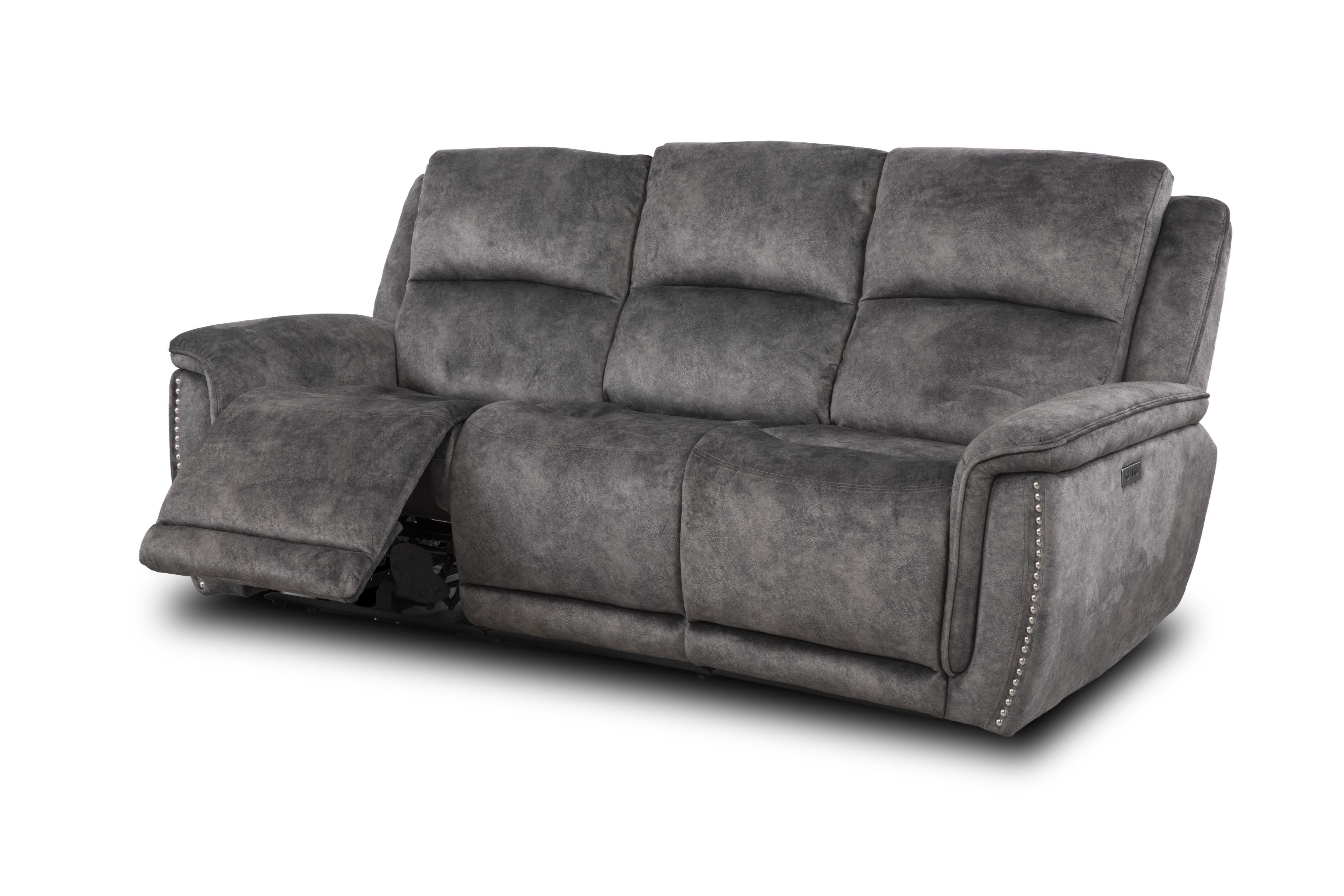 Majestic Grey Lay-Z-Boy Style Fabric Power Recliner 3 seater