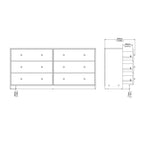 May Chest of 6 Drawers (3+3) in Jackson Hickory Oak