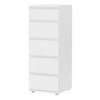 Nova Narrow Chest of 5 Drawers in White