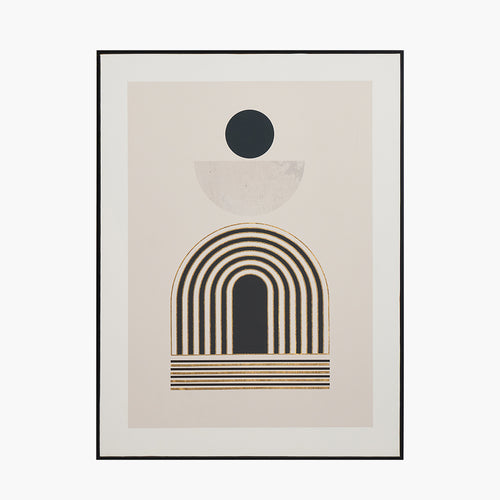 Art Deco Print with Linear Gold Detail and Black Frame