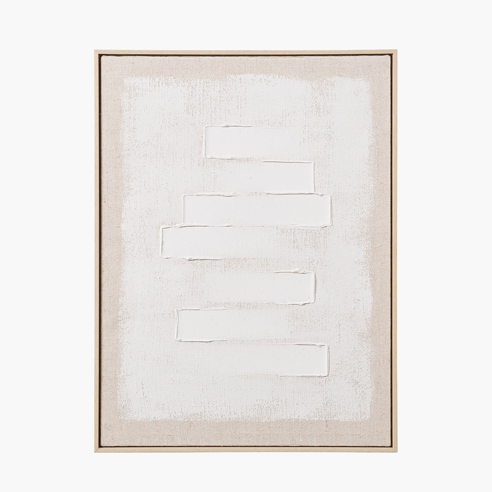 White and Natural Textured Canvas with Natural Frame