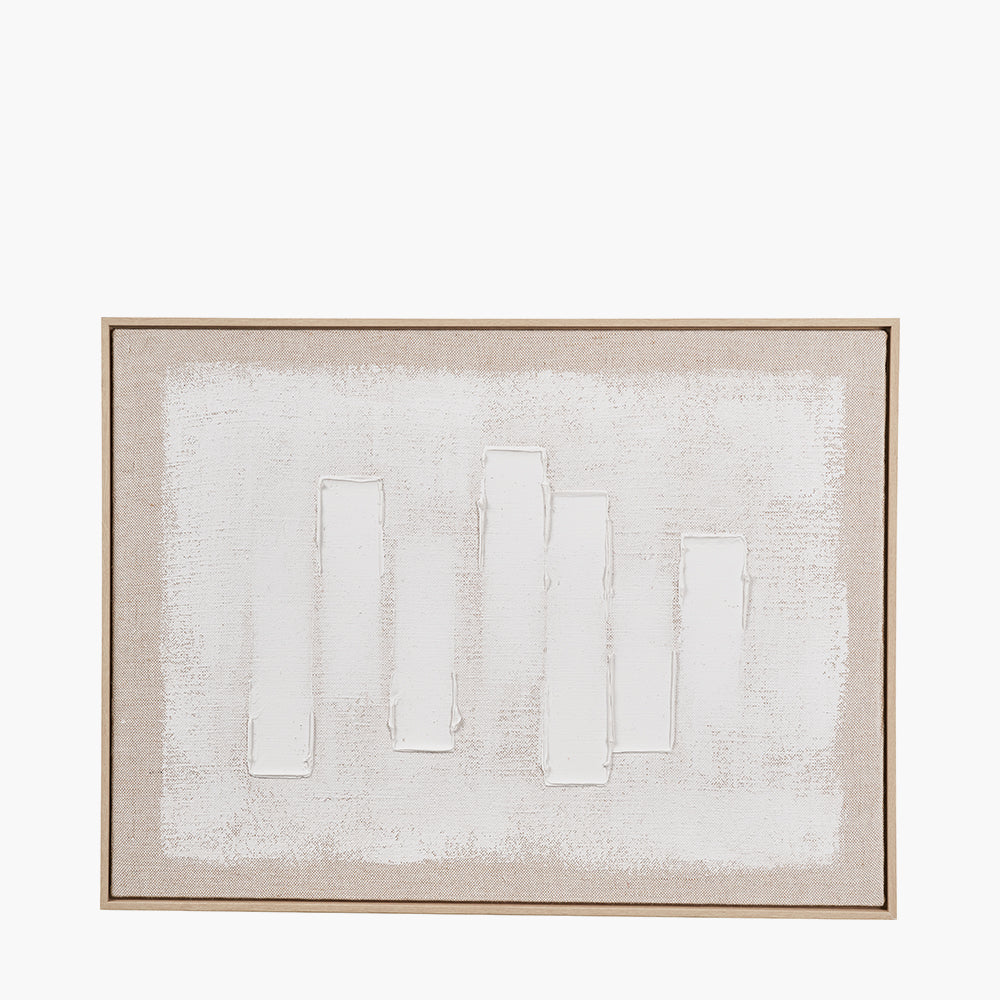 White and Natural Textured Canvas with Natural Frame