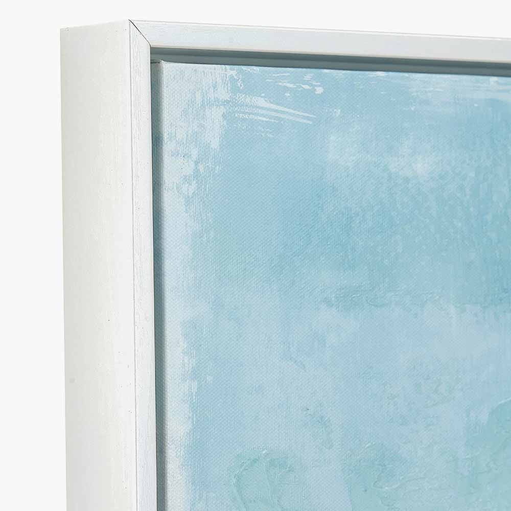 Blues Abstract Canvas with White Frame