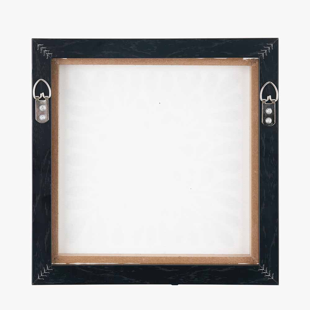 S/2 Black Leaf Print Square Canvases with Black Frames