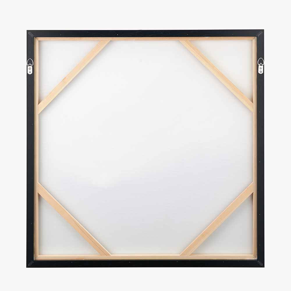 Monochrome Abstract Square Canvas with Black Frame