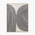 Black and Cream Abstract Canvas with Natural Frame