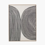 Black and Cream Abstract Canvas with Natural Frame