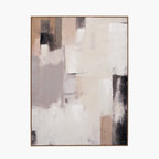 Natural and Grey Textured Abstract Canvas with Natural Frame