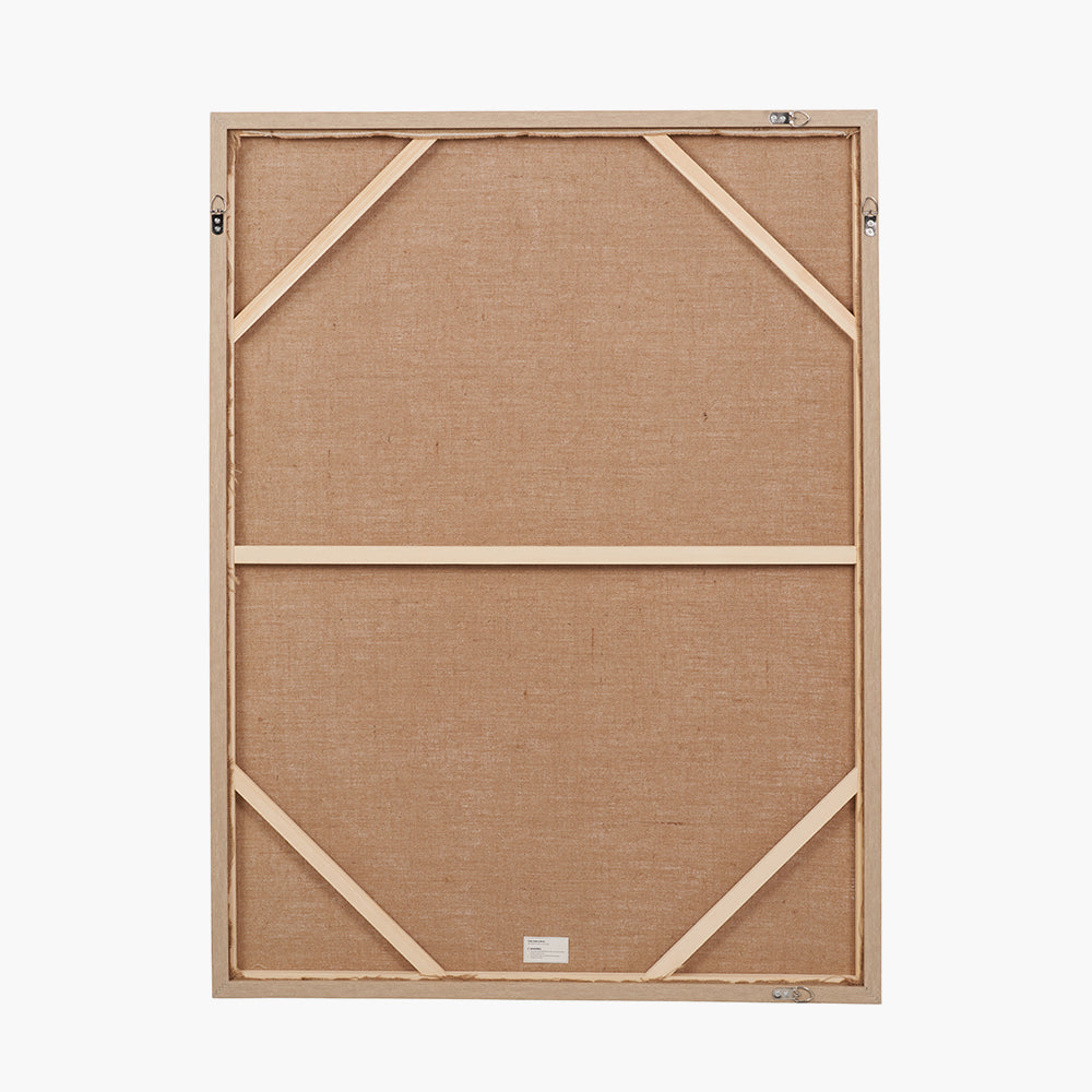 Natural and Grey Textured Abstract Canvas with Natural Frame