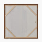 White and Terracotta Abstract Square Canvas with Oak Effect Frame