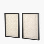 S/2 Circular Pattern Natural Paper Design Wall Art with Black Frames