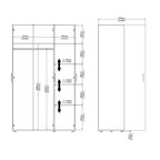 Pepe Wardrobe with 3 Doors in White Woodgrain