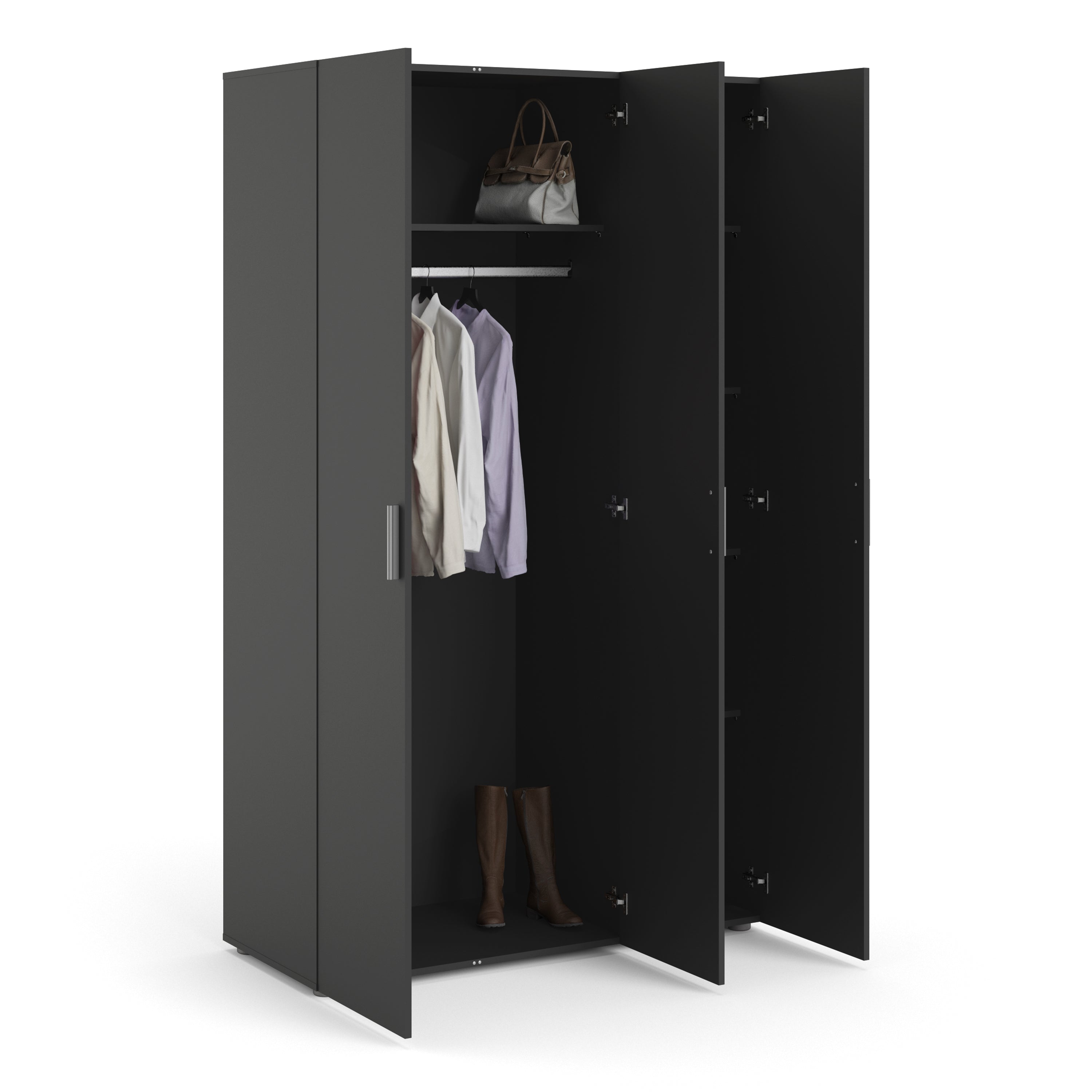 Pepe Wardrobe with 3 Doors in Black