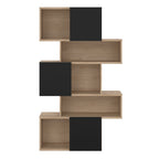 Maze Asymmetrical Bookcase with 3 Doors in Jackson Hickory and Black