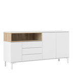 Roomers Sideboard 3 Drawers 3 Doors in White and Oak