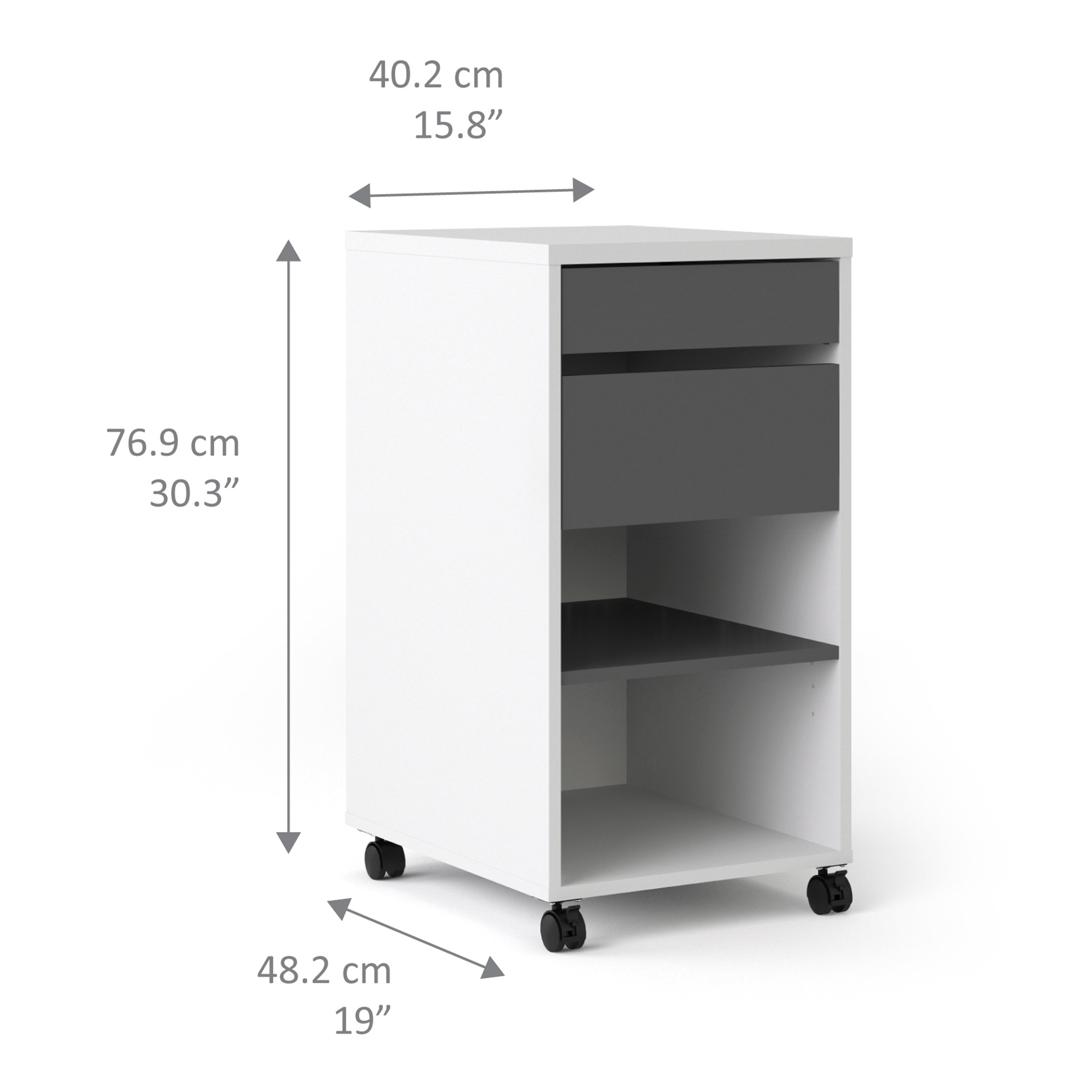 Function Plus Mobile File Cabinet 2 Drawers 1 Shelf