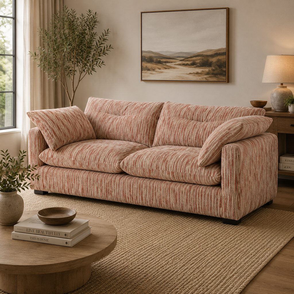 Quetta Sofa Rust Beige 3 Seater
