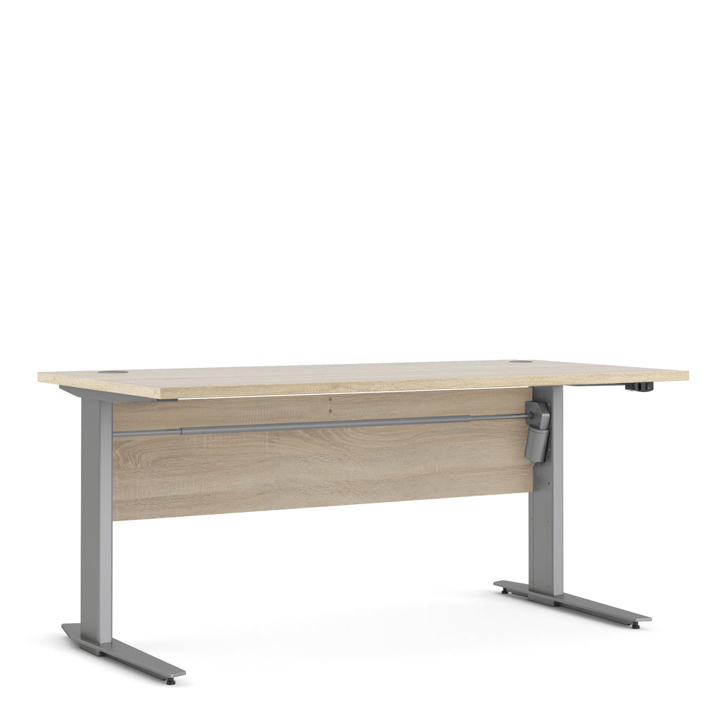 Prima Desk 150cm in Oak with Height Adjustable Legs with Electric Control in Silver Grey Steel