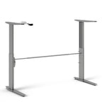 Prima Desk 150cm in Oak with Height Adjustable Legs with Electric Control in Silver Grey Steel