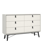 Ry Wide Double Chest of Drawers 6 Drawers in Matt White