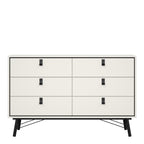Ry Wide Double Chest of Drawers 6 Drawers in Matt White