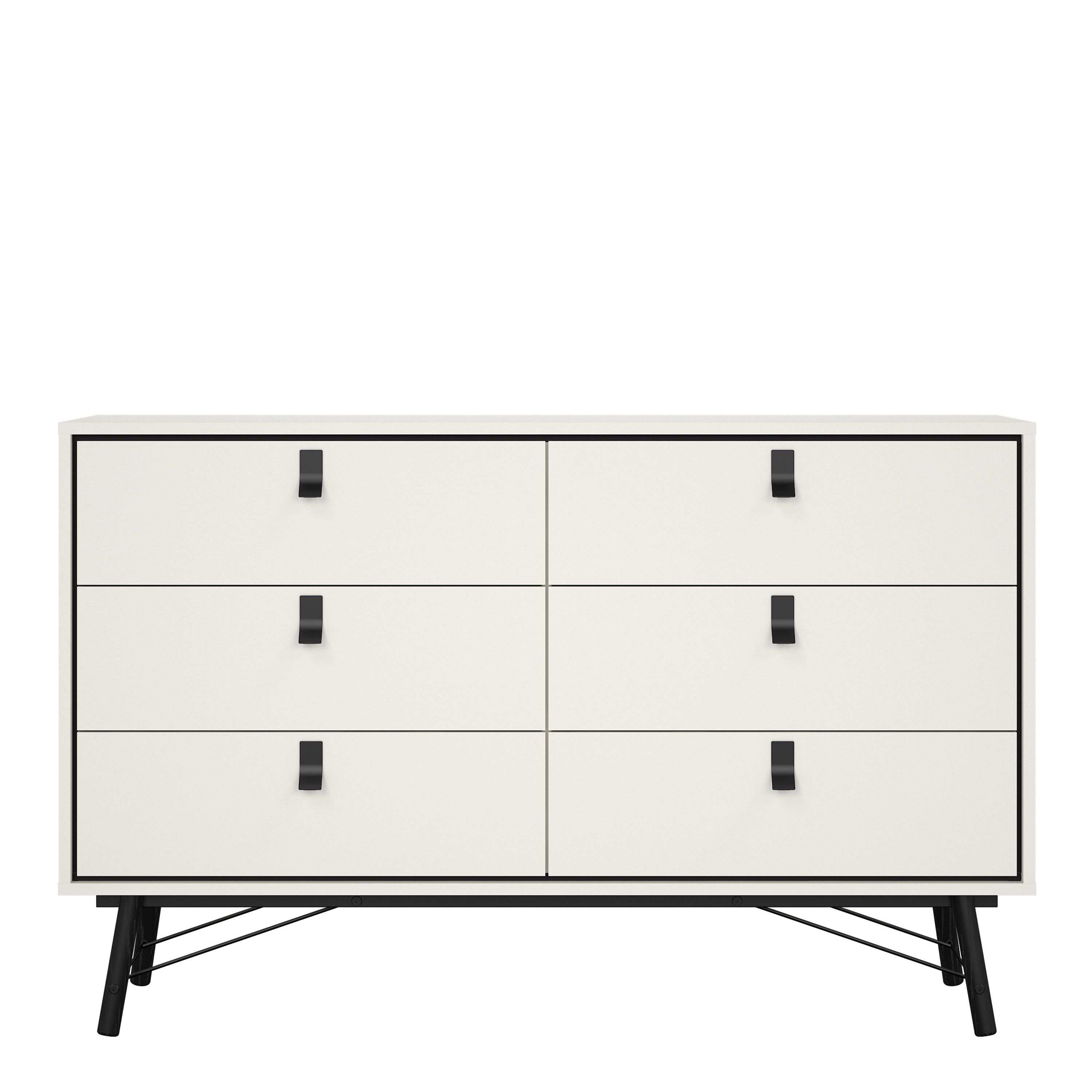 Ry Wide Double Chest of Drawers 6 Drawers in Matt White