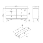 Ry Wide Double Chest of Drawers 6 Drawers in Jackson Hickory Oak
