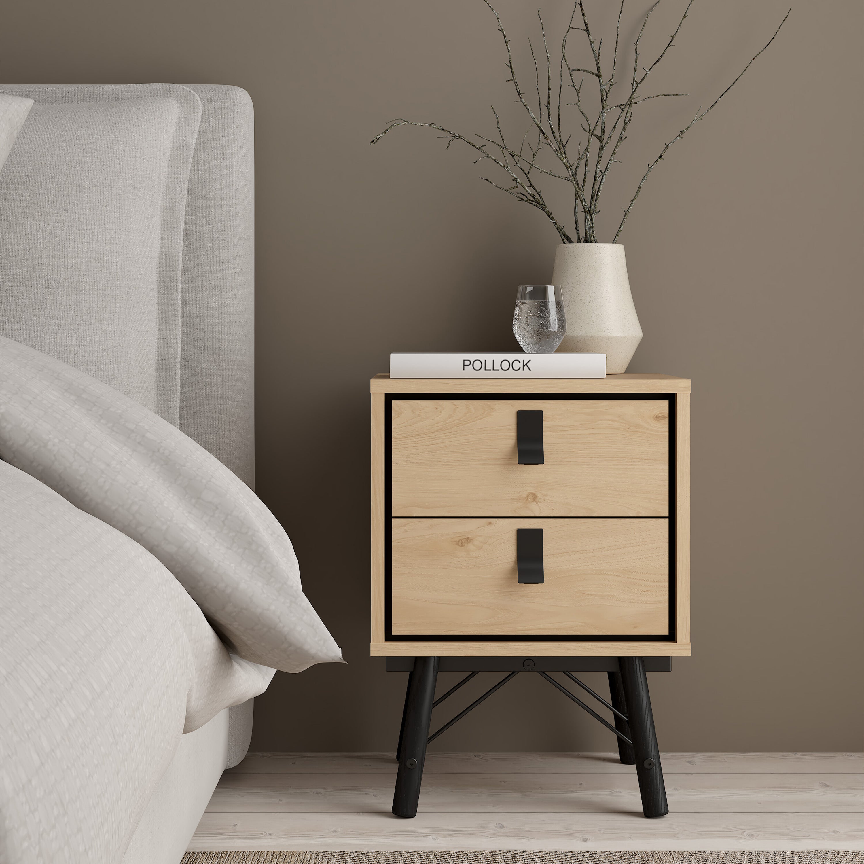 Ry Package - Wardrobe 3 Doors + 3 Drawers + Double Chest 6 Drawers + Bedside Cabinet 2 Drawers in Jackson Hickory Oak