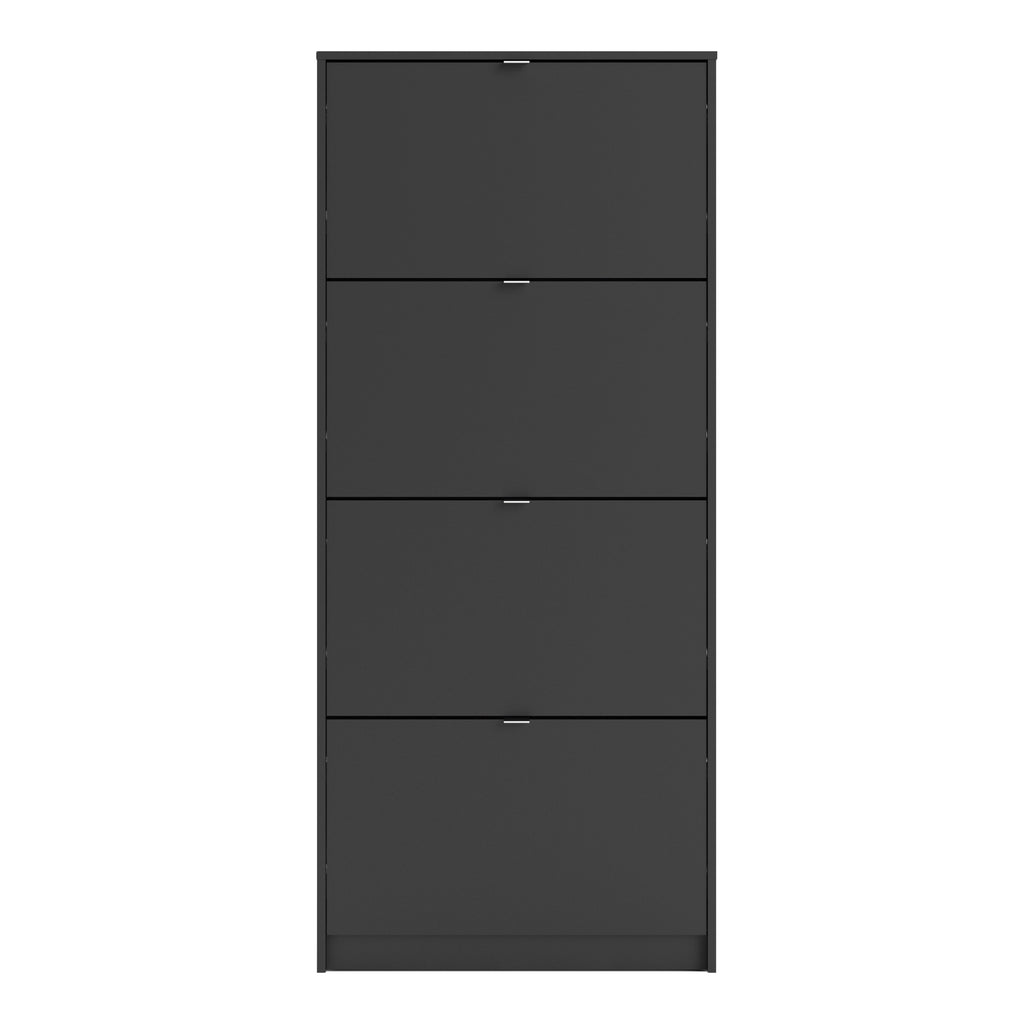 Shoes Shoe Cabinet 4 Flip Down Doors and 1 layer in Matt Black