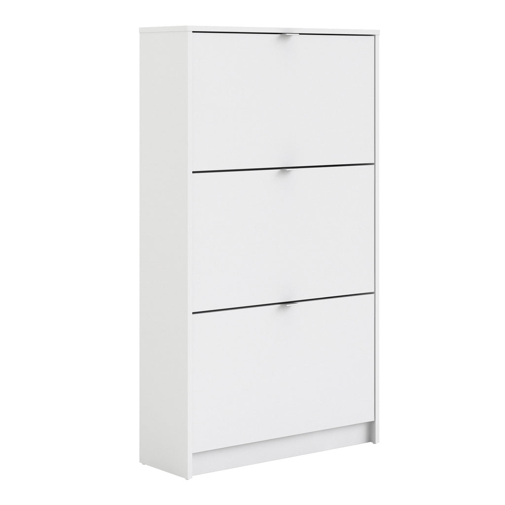 Shoes Shoe Cabinet 3 Flip Down Doors and 2 layers in White