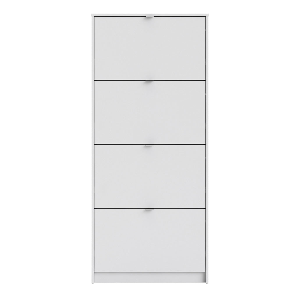 Shoes Shoe Cabinet 4 Flip Down Doors and 2 layers in White