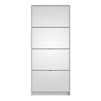 Shoes Shoe Cabinet 4 Flip Down Mirror Doors and 2 layers in White