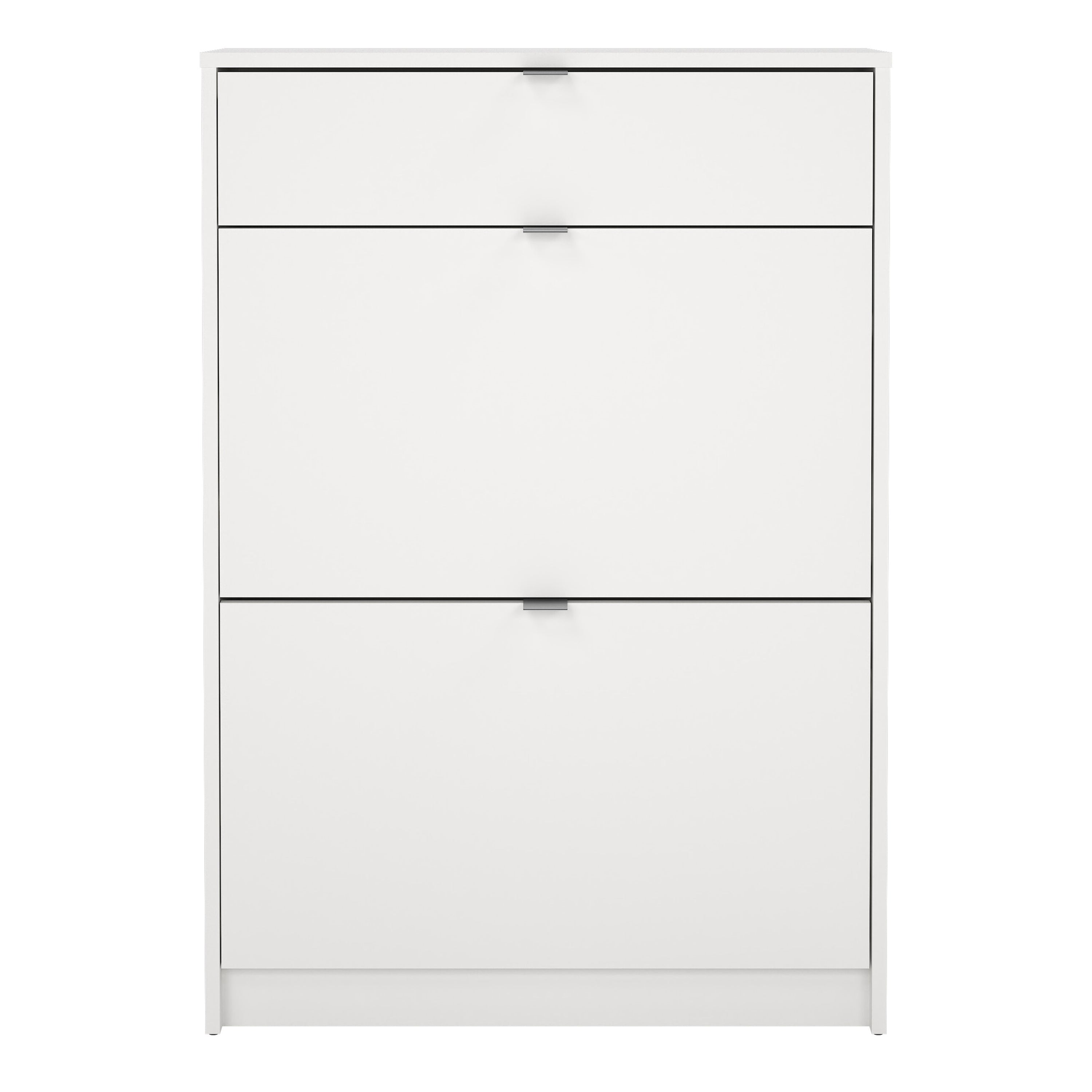 Shoes Shoe Cabinet 2 Flip Down Doors + 1 Drawer in White