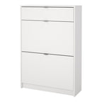 Shoes Shoe Cabinet 2 Flip Down Doors + 1 Drawer in White