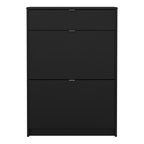 Shoes Shoe Cabinet 2 Flip Down Doors + 1 Drawer in Matt Black