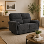 Cairo Black Lay-Z-Boy Style Fabric Power Recliner 2 Seater Sofa